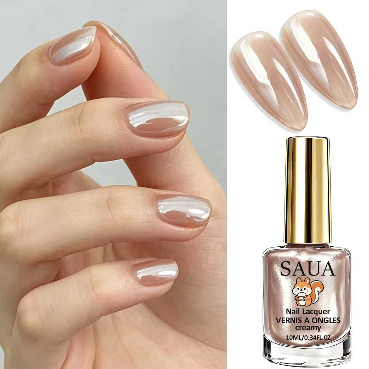 Esmalte perlado efecto crema uñas almendra perladas y frasco — Dream Shop