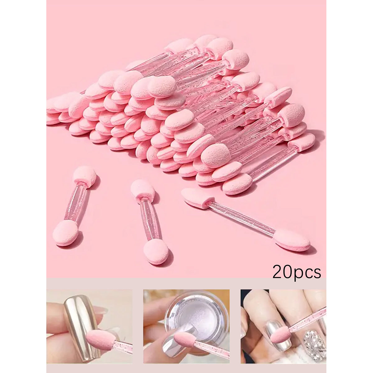 Spugnette nail art doppia punta variante rosa 20 pezzi — Dream Shop