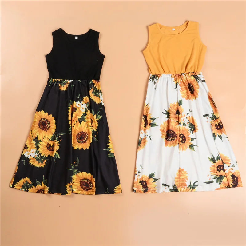Coordinato mamma figlia Sunflower — abito nero mamma e figlia | Dream Shop