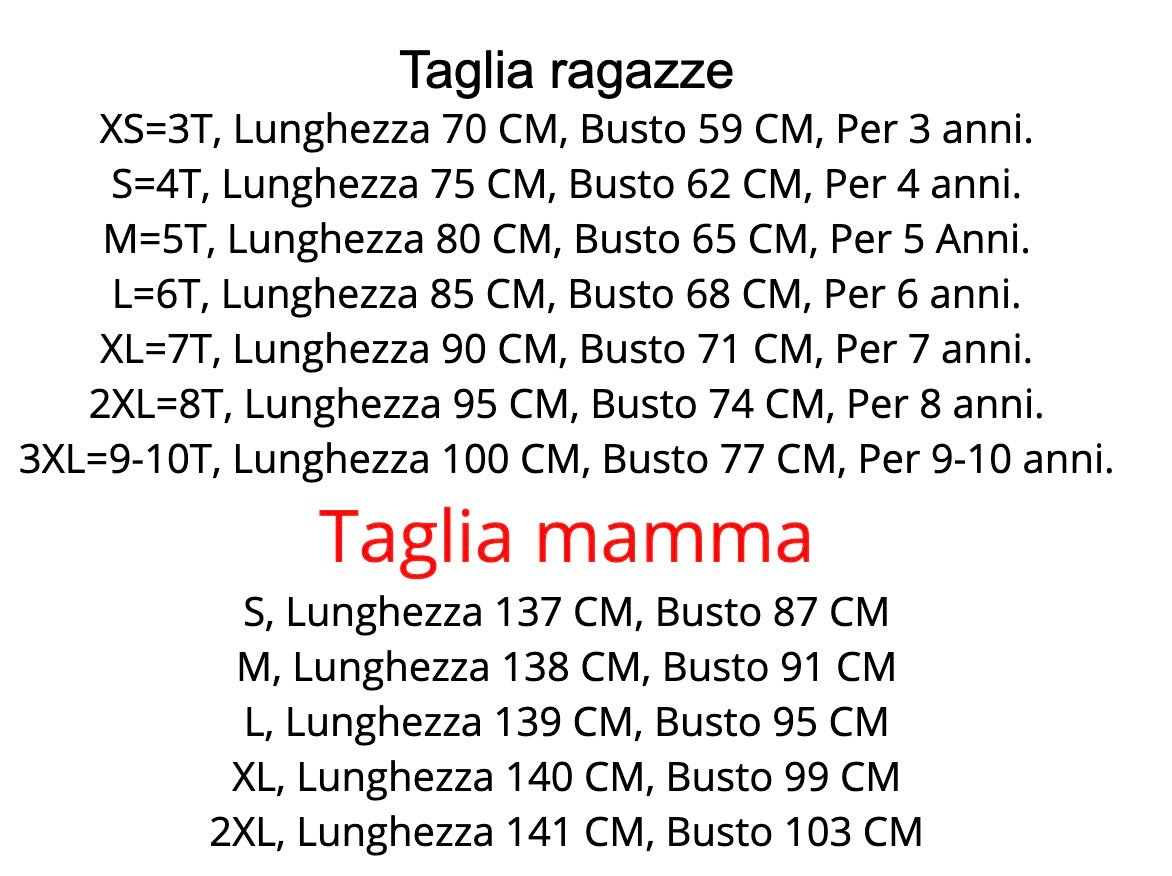 Tabella taglie Coordinato mamma figlia Sunflower | Dream Shop