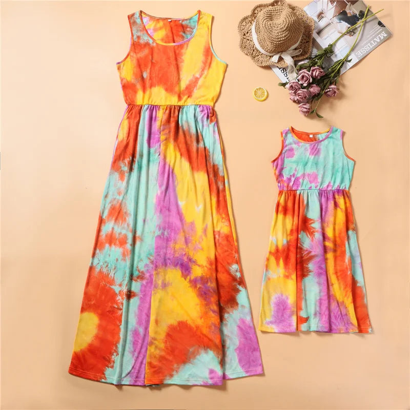 Coordinato mamma figlia Sunflower — abito tie dye vista distesa | Dream Shop