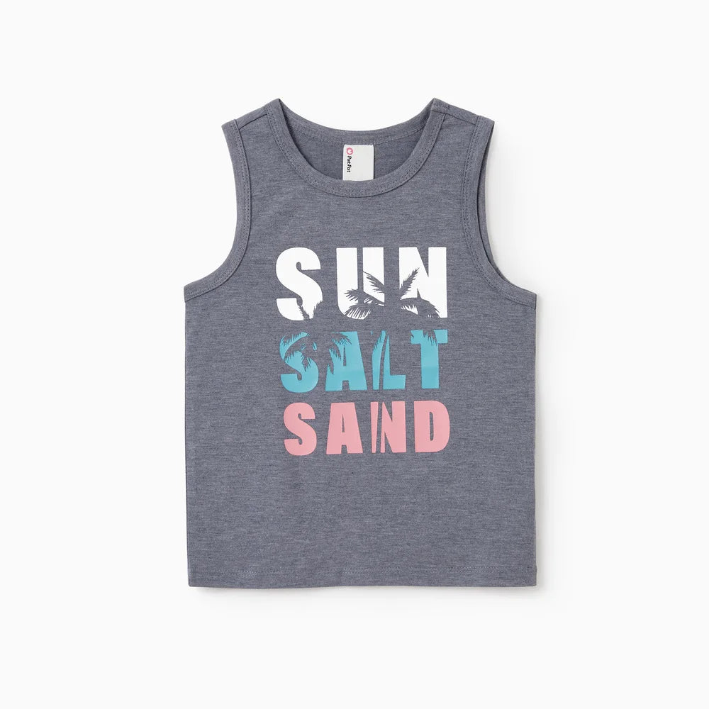 Coordinato famiglia Sun Salt Sand — canotta adulto grigia stampa Sun Salt Sand | Dream Shop