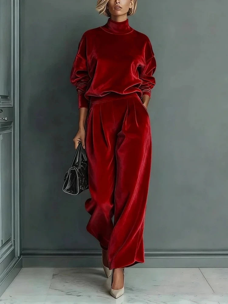 Tuta special velvet rosso velluto lucido indossato | Dream Shop