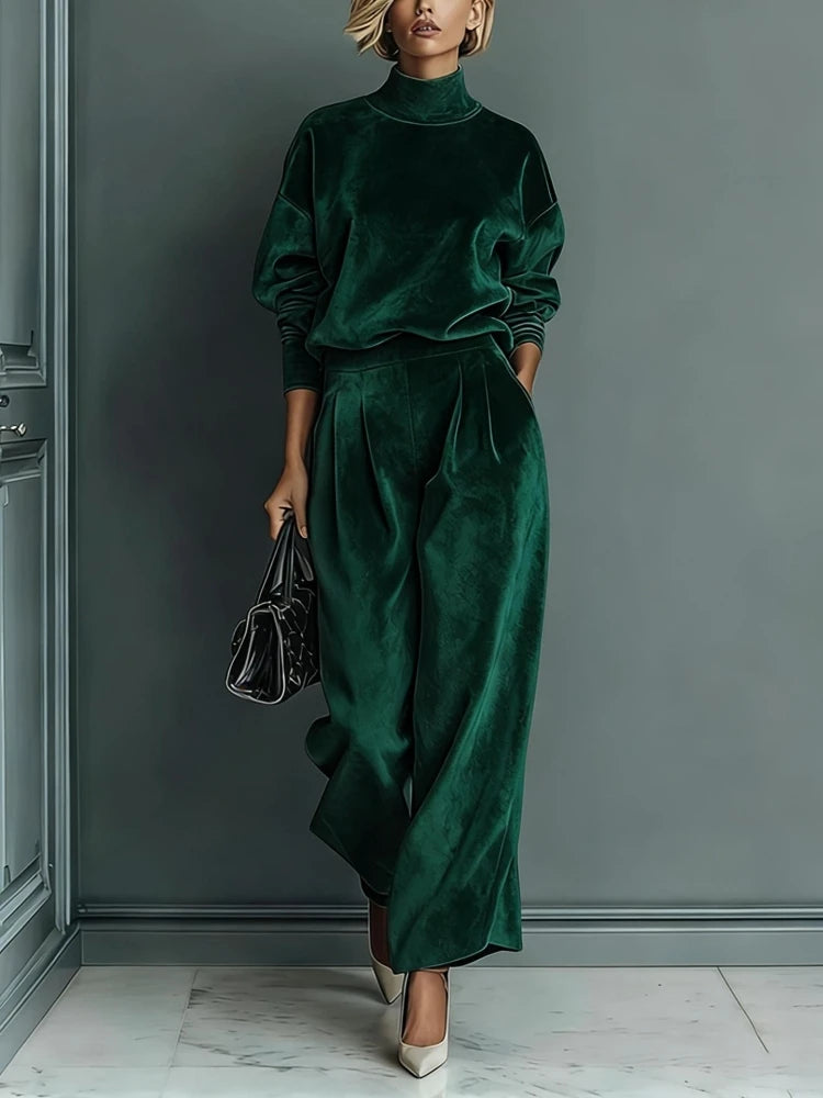 Tuta special velvet verde smeraldo vista frontale | Dream Shop