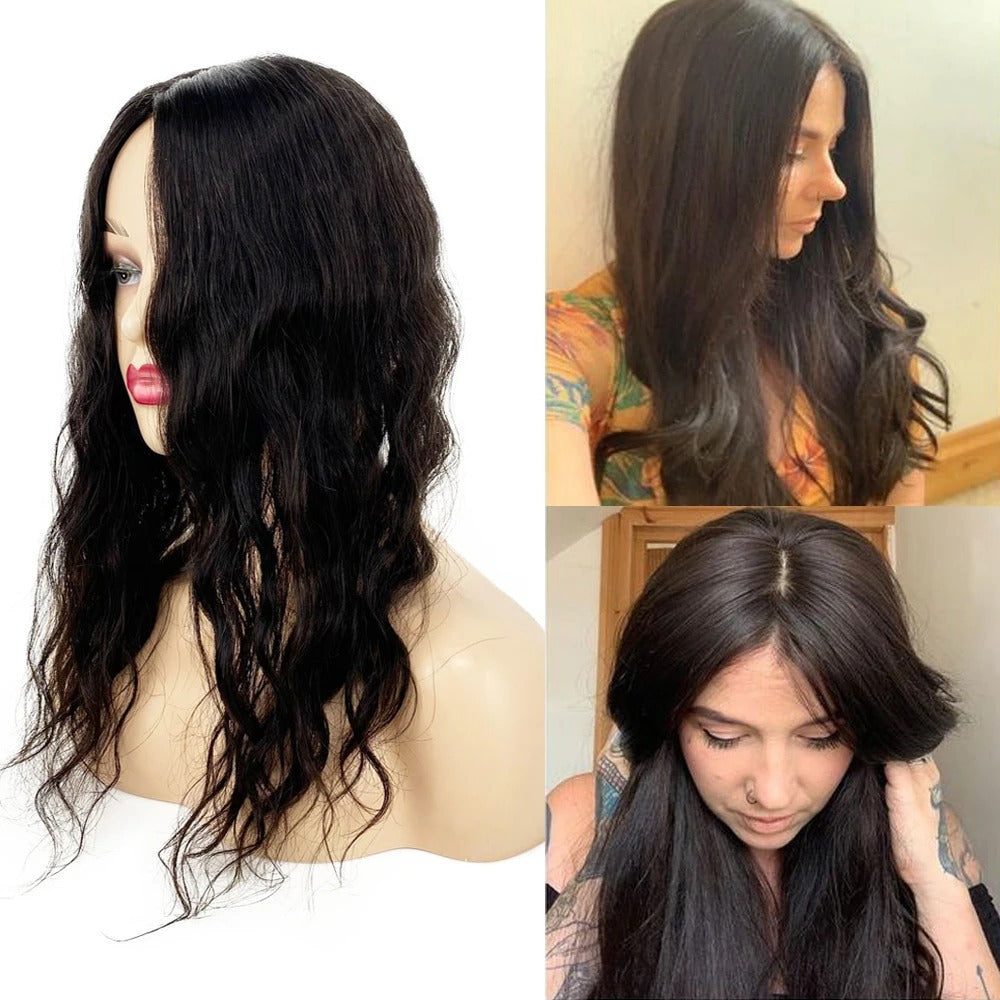 Long wavy human hair topper worn natural effect | Dream Shop