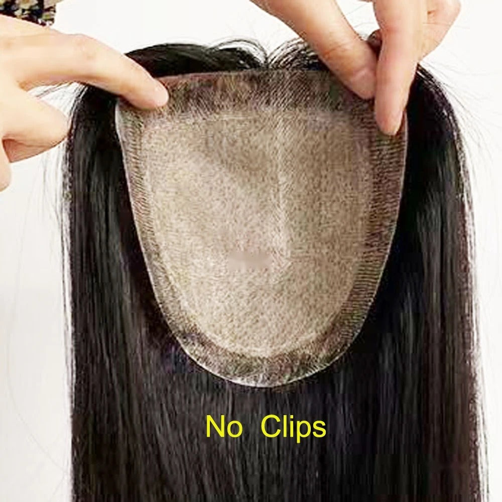 Topper cheveux naturels longs ondulés base sans clips | Dream Shop