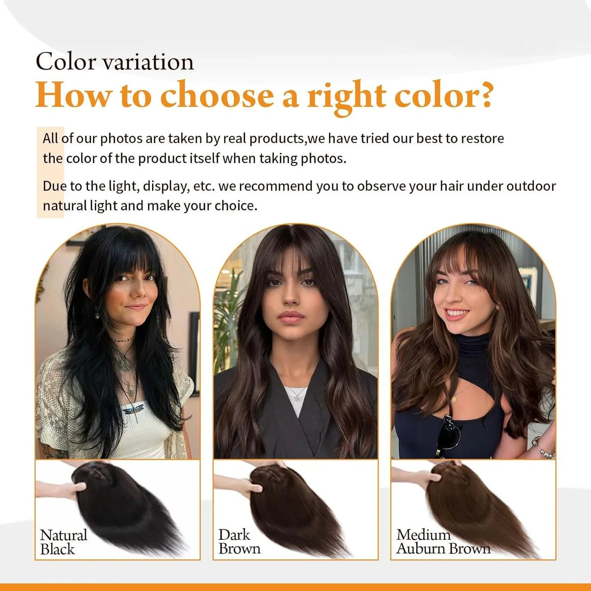 Topper cheveux naturels longs ondulés guide du choix de couleur | Dream Shop