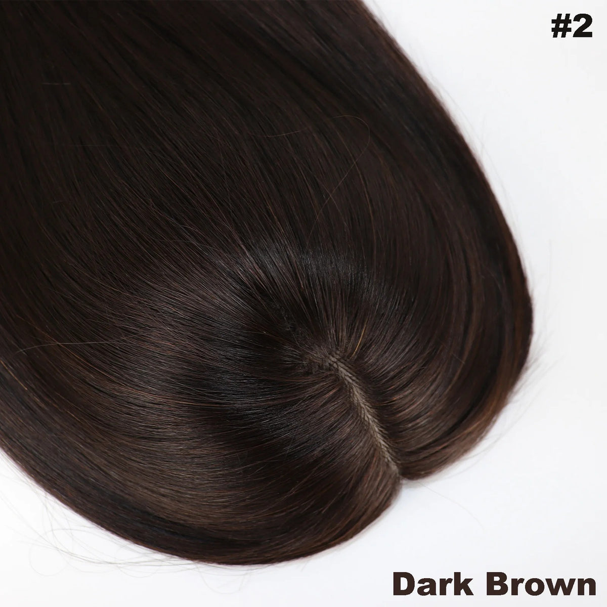 Topper cheveux naturels longs ondulés châtain foncé lisse | Dream Shop