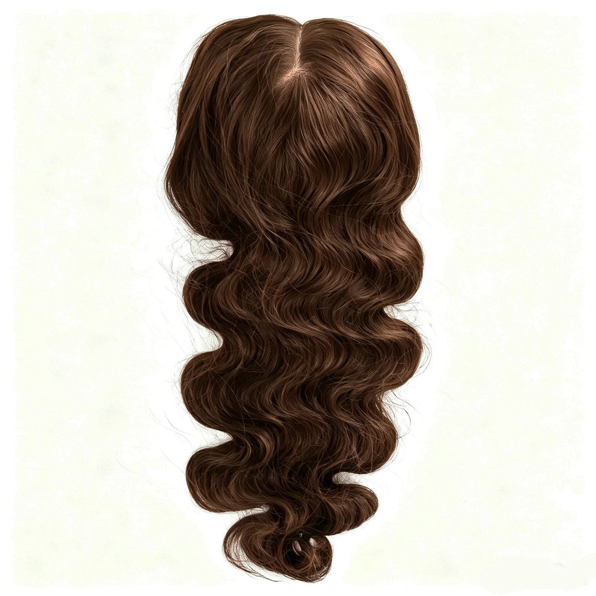 Topper cheveux naturels longs ondulés châtain moyen ondulé | Dream Shop