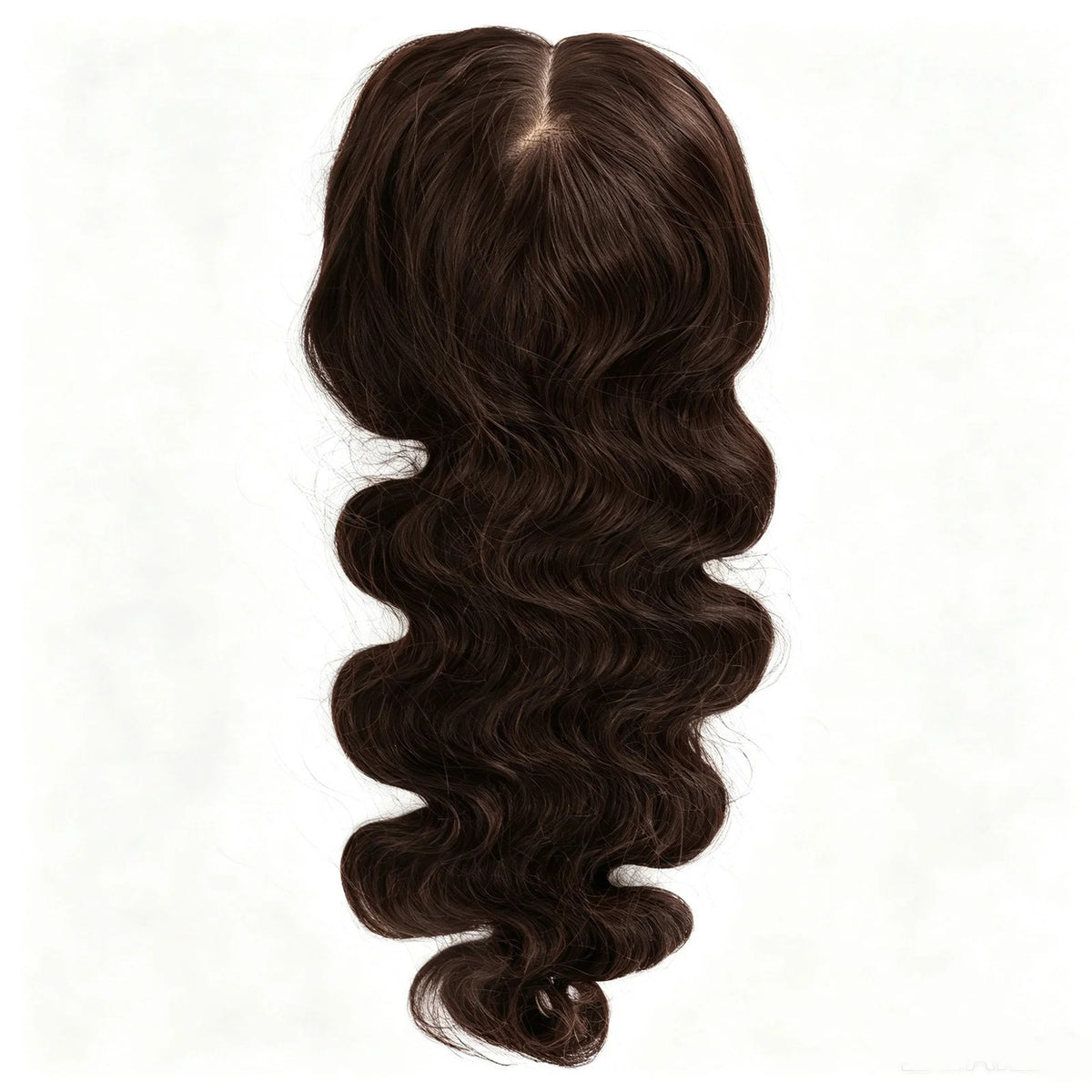 Topper cheveux naturels longs ondulés châtain foncé ondulé | Dream Shop