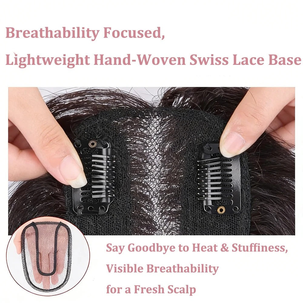 Wavy human hair topper breathable lace base with clips | Dream Shop