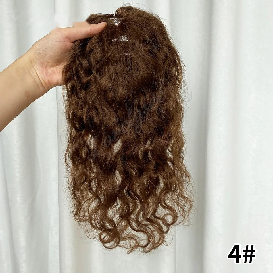 Wavy human hair topper medium brown colour | Dream Shop