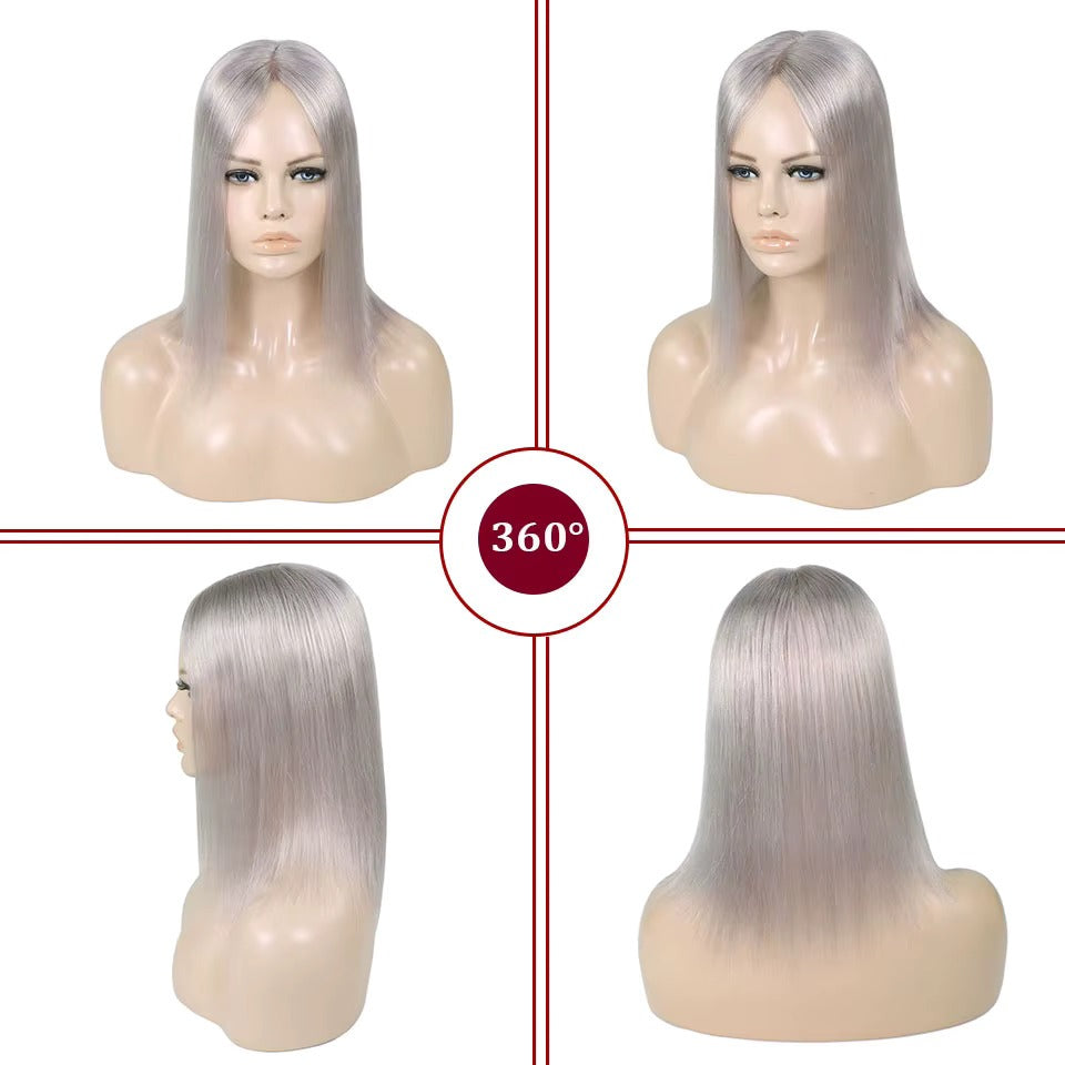 Human hair topper for grey hair 360 degree view | Dream Shop