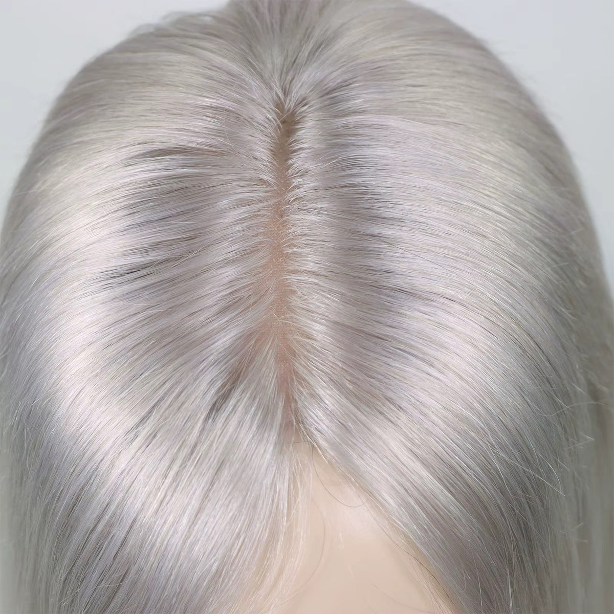 Human hair topper for grey hair silver grey natural parting | Dream Shop