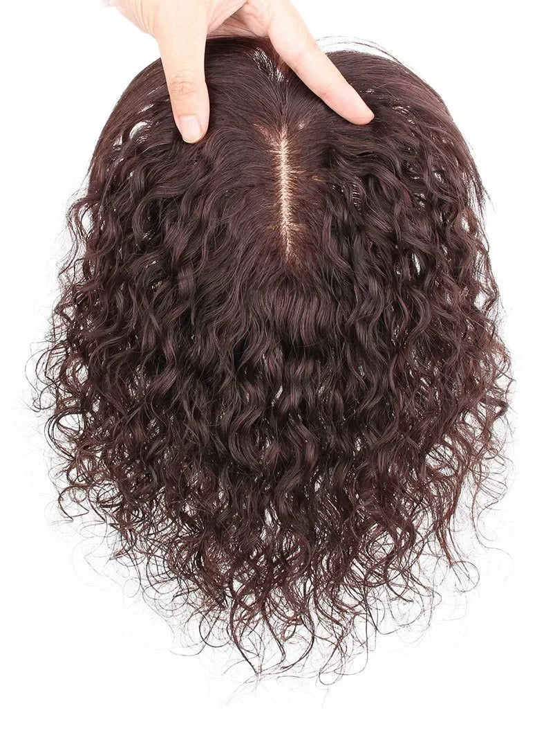 Topper cheveux naturels bouclés châtain foncé bouclé | Dream Shop