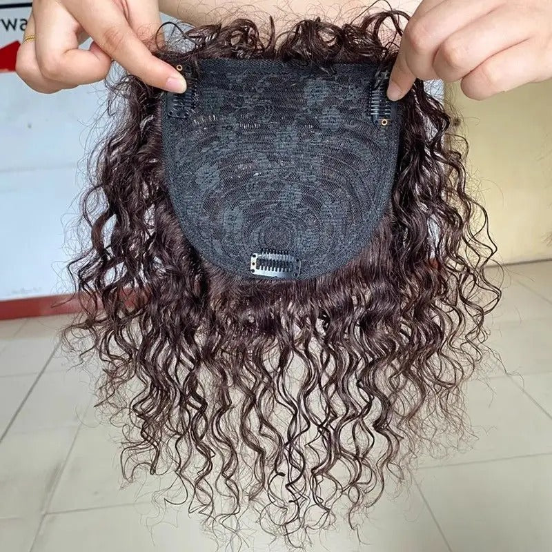 Topper cheveux naturels bouclés base noire avec clips | Dream Shop