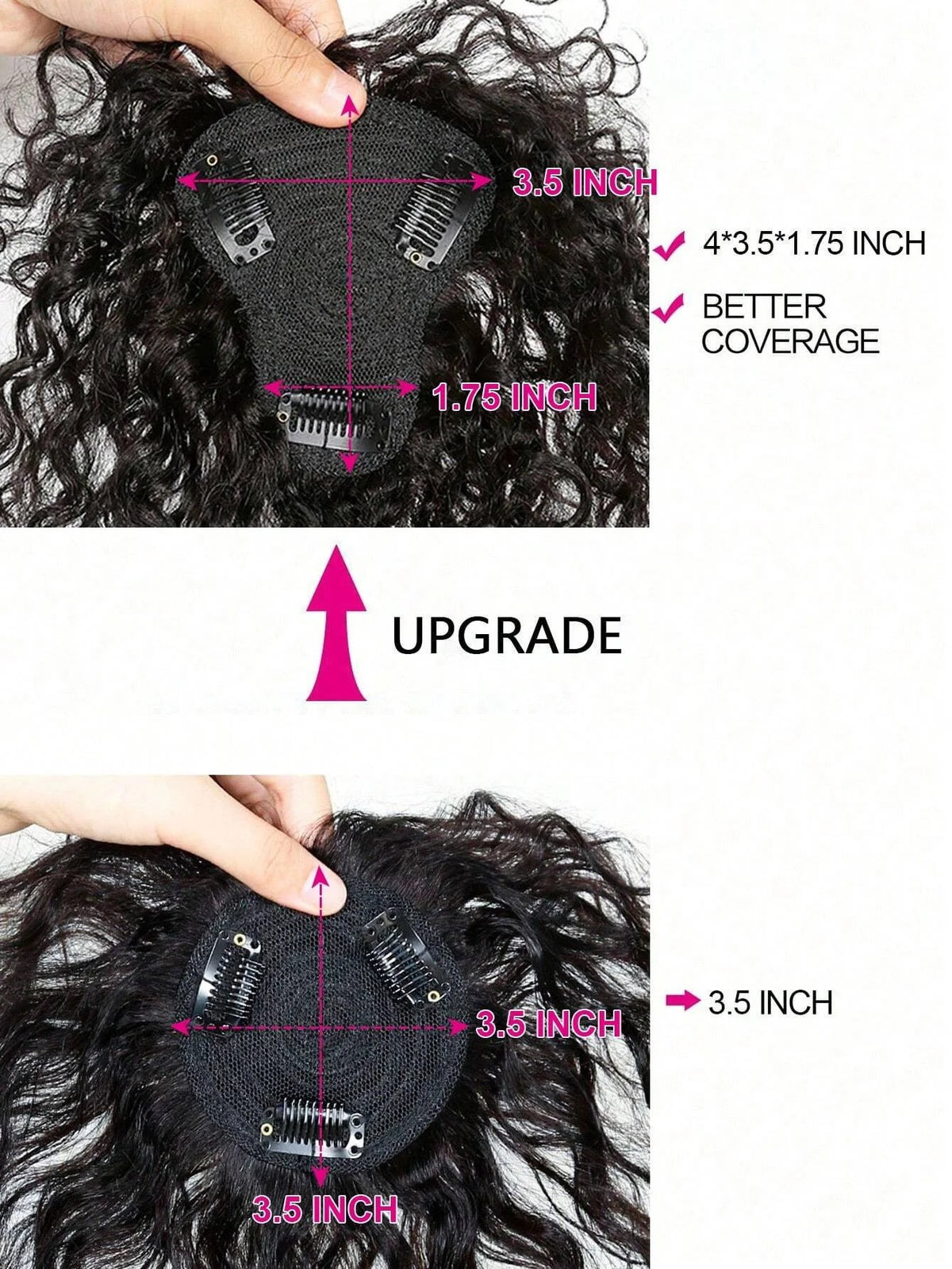 Topper cheveux naturels bouclés mesures de la base | Dream Shop