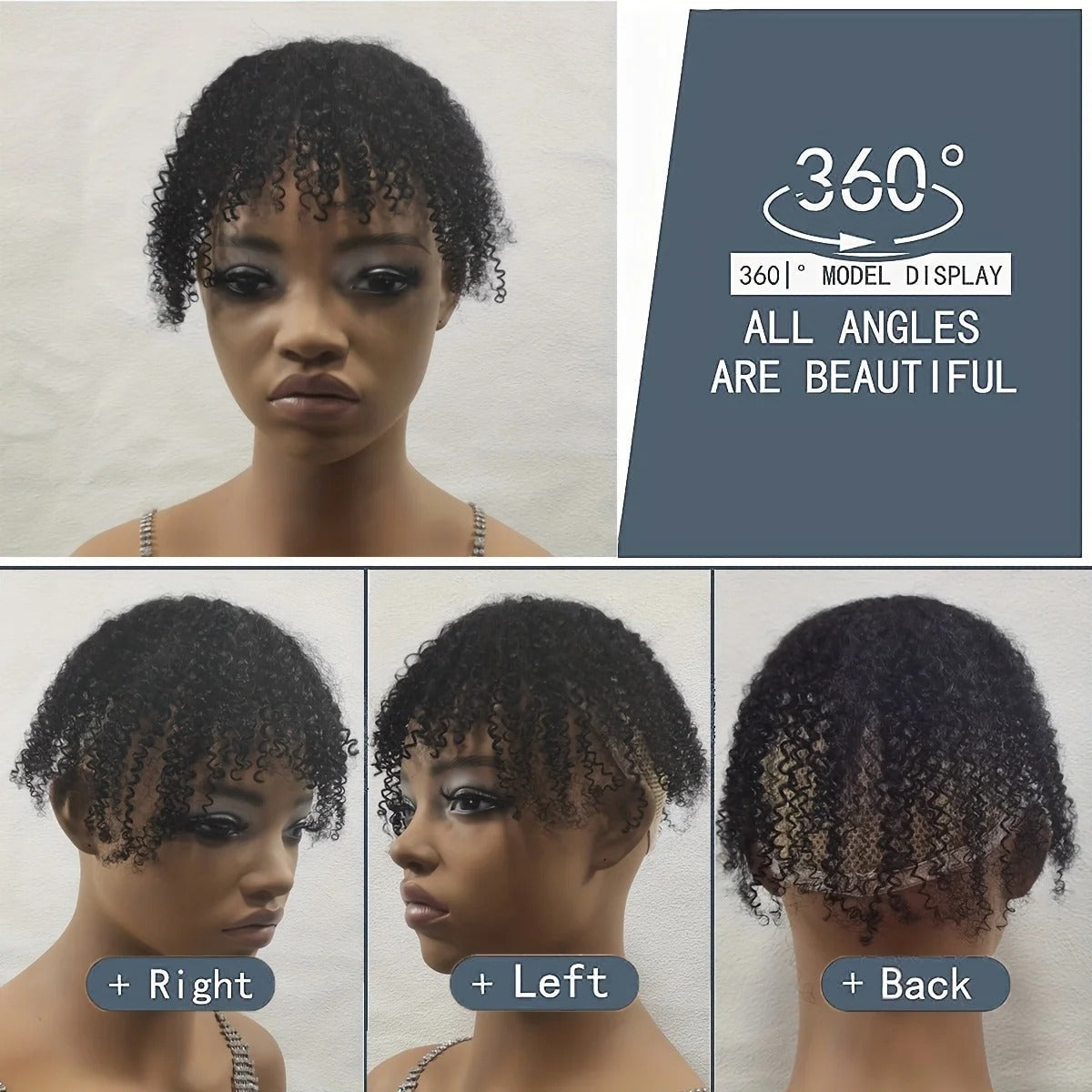 Afro curly human hair topper 360 degree view | Dream Shop