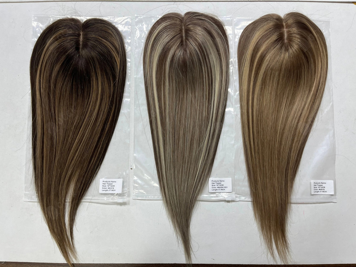 Topper mèches cheveux naturels mèches blondes et cendrées comparées | Dream Shop