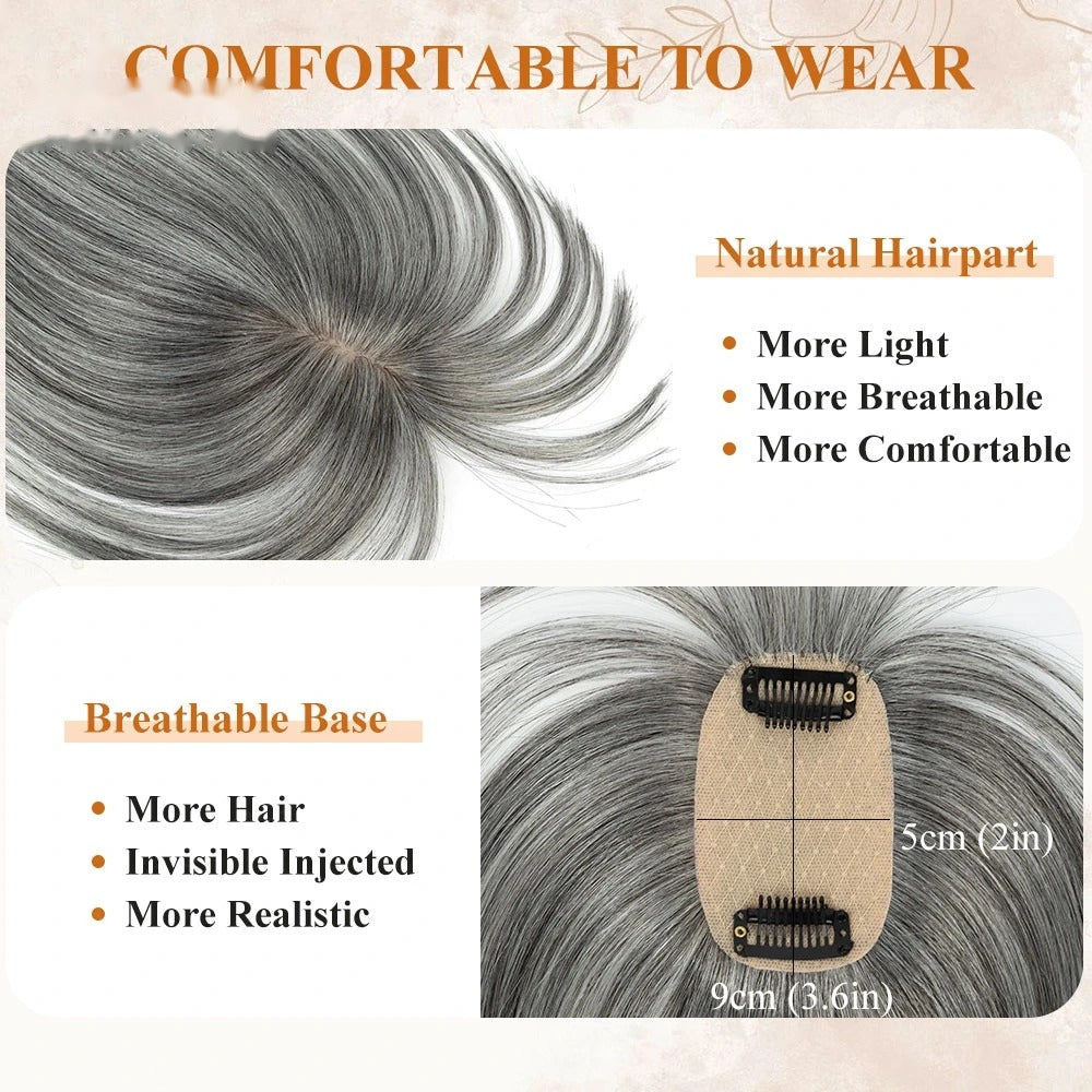 Topper avec frange cheveux naturels base respirante 5x9 | Dream Shop