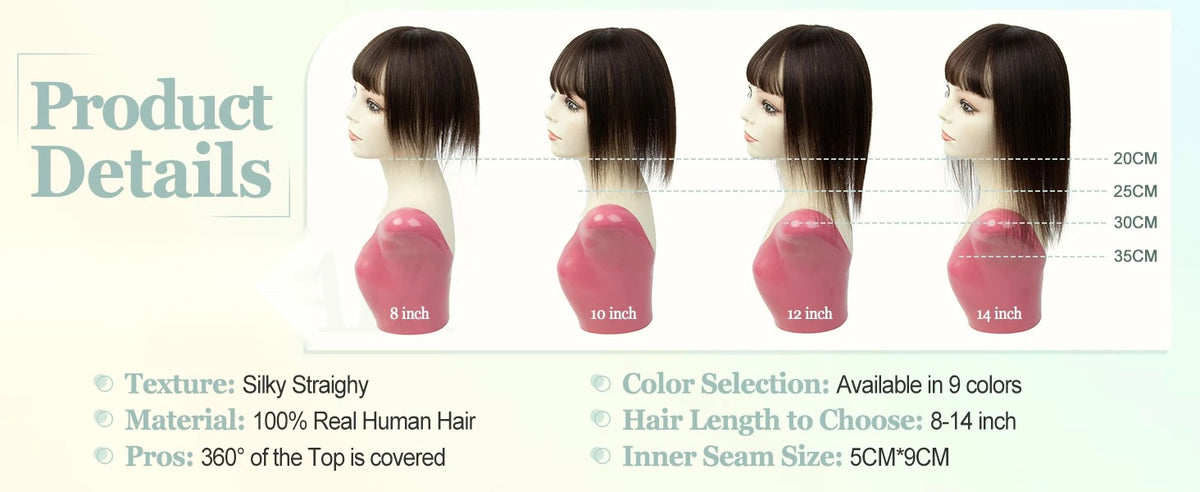 Topper avec frange cheveux naturels longueurs sur mannequin | Dream Shop