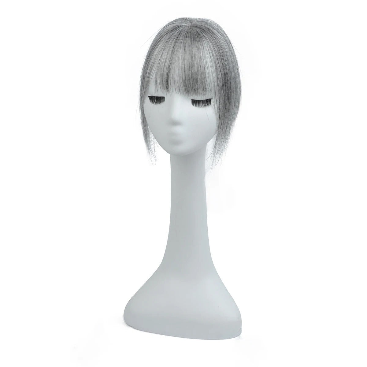 Topper avec frange cheveux naturels gris sur mannequin | Dream Shop