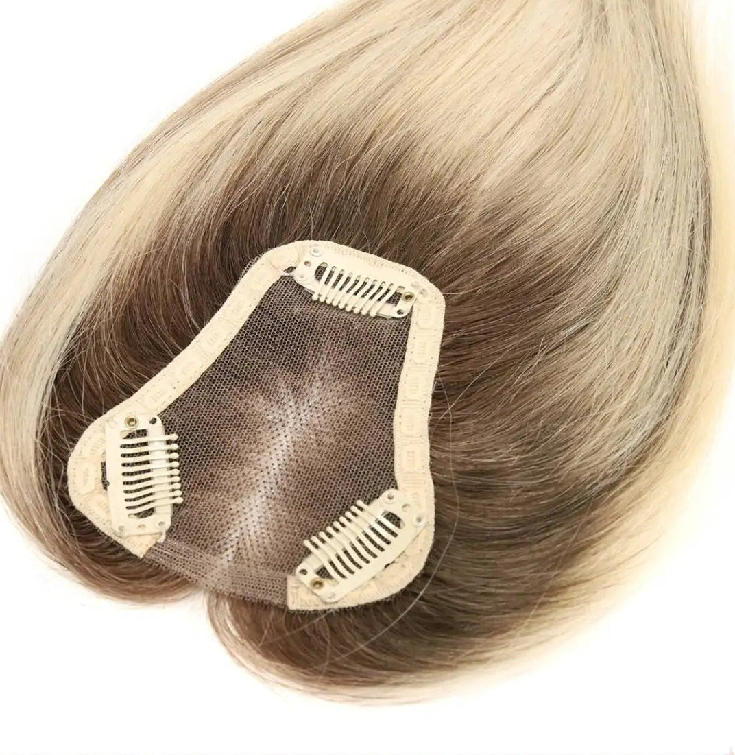 Topper racine foncée base en soie avec clips vue intérieure | Dream Shop