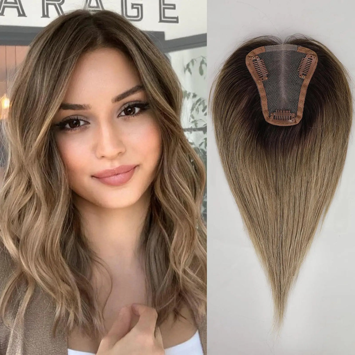 Topper sfumato ombré biondo cenere sfumato indossato | Dream Shop