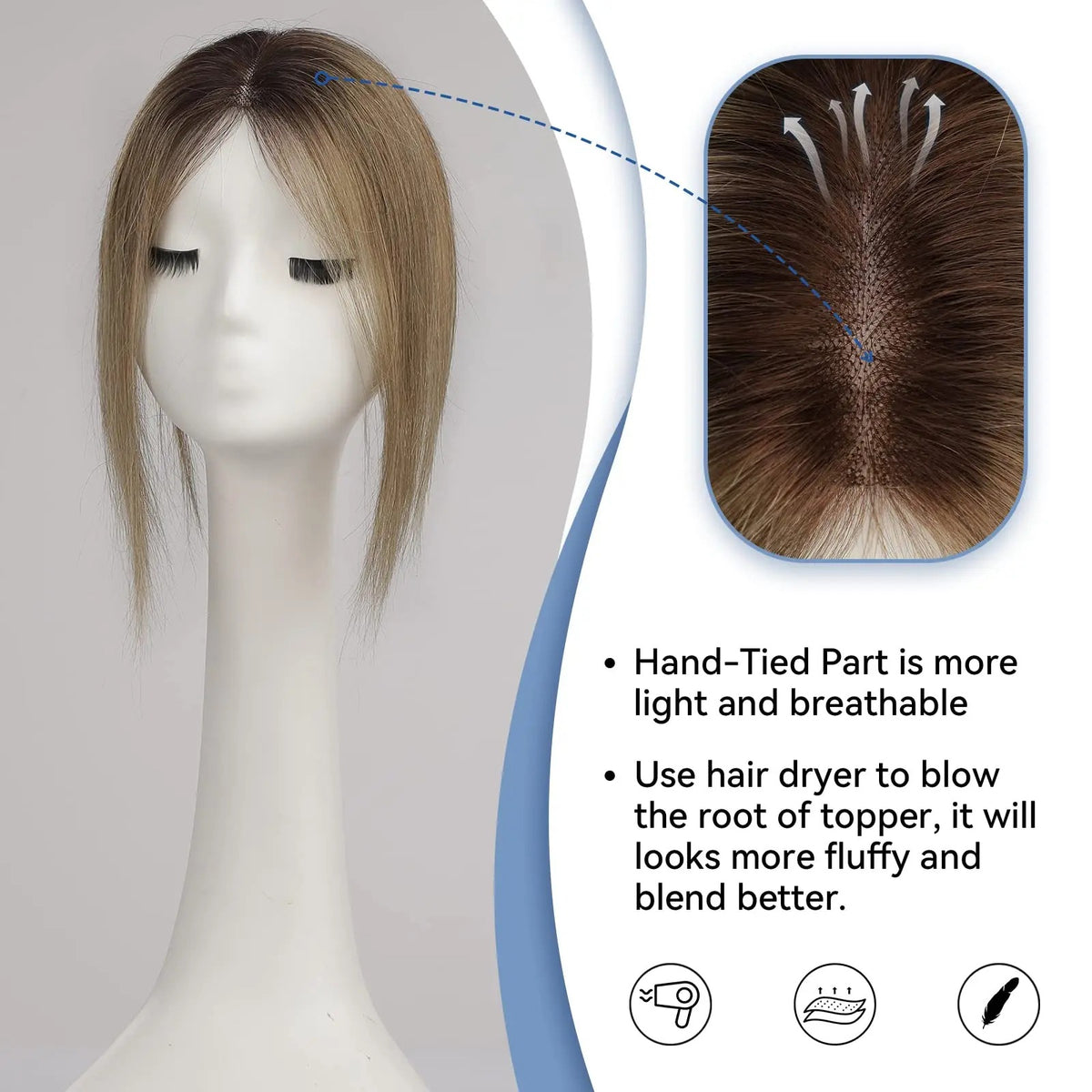 Topper sfumato ombré dettaglio base annodata a mano | Dream Shop