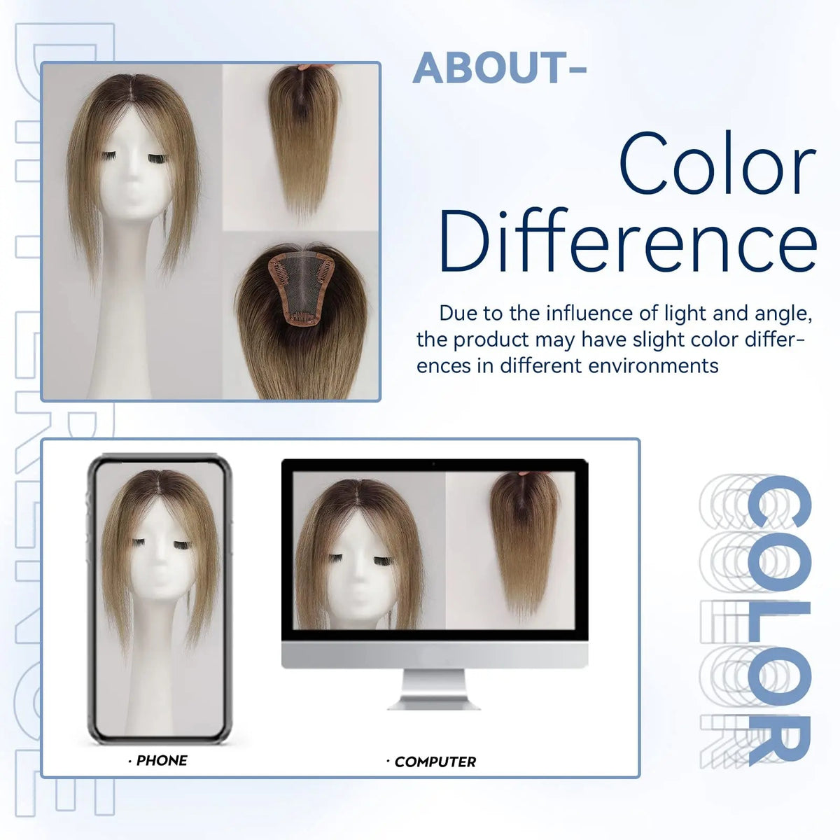 Topper sfumato ombré differenze di colore tra schermi | Dream Shop