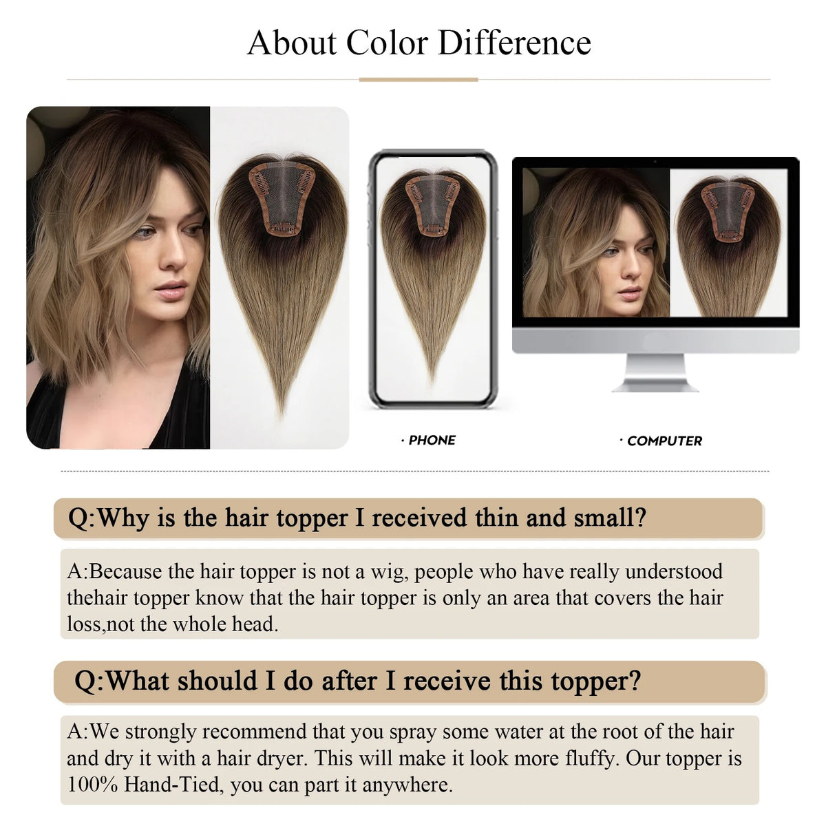 Topper sfumato ombré informazioni sulla differenza di colore | Dream Shop